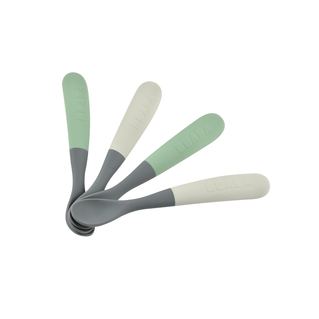 Set of 4 1st-Age Silicone Spoons Two-Tone