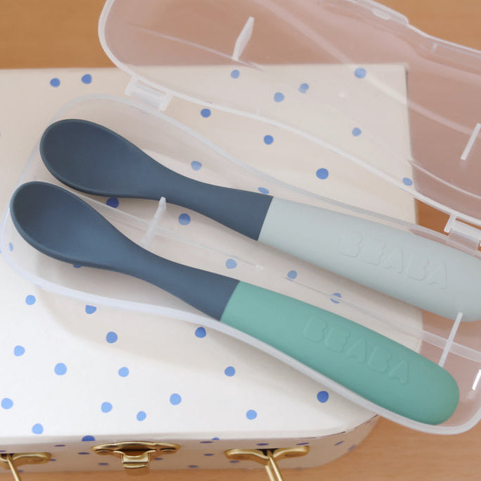 1st-Age Silicone Spoons Set Two-Tone - Cased
