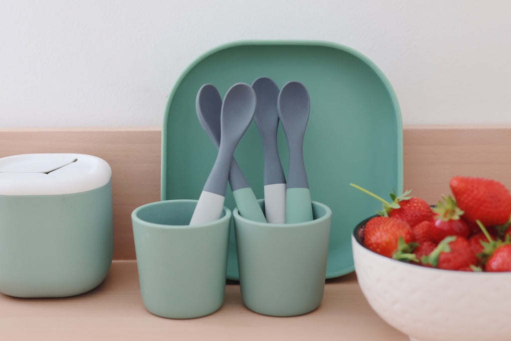 Set of 4 1st-Age Silicone Spoons Two-Tone