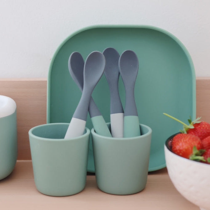 Set of 4 1st-Age Silicone Spoons Two-Tone