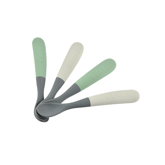 Set of 4 1st-Age Silicone Spoons Two-Tone
