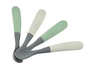 Set of 4 1st-Age Silicone Spoons Two-Tone