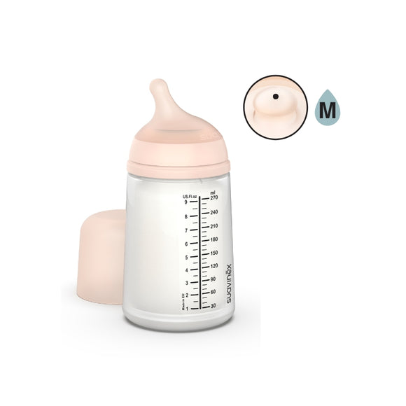 Suavinex ZERO ZERO BPA-Free Anti-Colic Silicone Baby Bottle – 270ml, For Newborns (0+ Months)