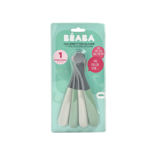 Set of 4 1st-Age Silicone Spoons Two-Tone